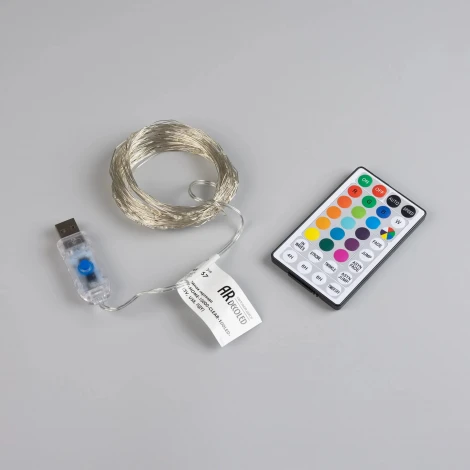 Светодиодная гирлянда ARD-DEW-HOME-10000-CLEAR-100LED-LIVE RGB (5V, USB, ПДУ) (Ardecoled, IP20) 062567