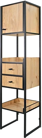 Стеллаж Берген-3, Дуб крафт золотой/Черный, Ивару