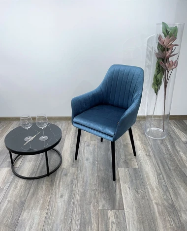 Стул Роден Blitz 19 Пепельно-синий, велюр/ черный каркас