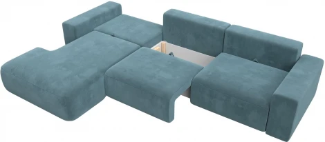 Диван угловой Лига-036 НПБ Классик Лонг левый угол (Бирюзовый/Велюр) Лига Диванов арт.121391L