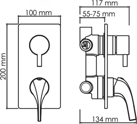 Смеситель Wasserkraft Sauer 7171 С ВНУТРЕННЕЙ ЧАСТЬЮ, для ванны с душем