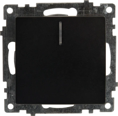 Выключатель одноклавишный с подсветкой (черный) Stekker Катрин 39605
