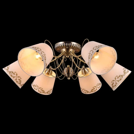 Люстра потолочная Natali Kovaltseva Gloria, 6 плафонов, бронза с белым