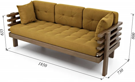 Диван Arsko Стоун орех горчичный велюр