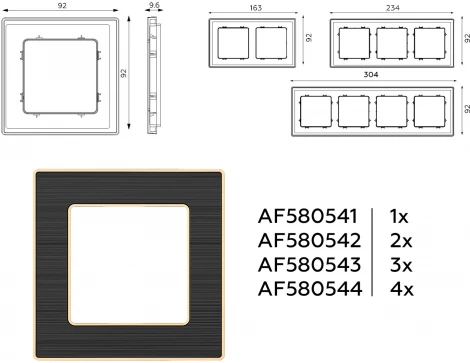 Рамка Ambrella Volt ALFA Arctic (Черный Стекло органическое/Шампань) 2-ая AF580542
