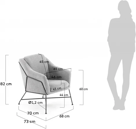 Кресло La Forma (ex Julia Grup) Brida (Серый/ Сталь,Фанера,Пена,Металл,Пенополиуретан)