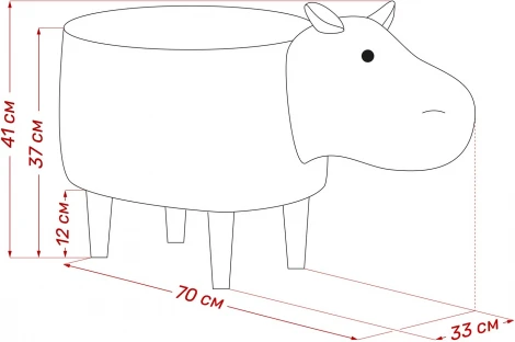 Пуф Leset Hippo COMBI (Фанера,Массив дерева,Велюр/Светло-коричневый) арт.2500000103476