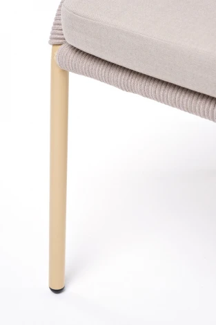 "Милан" стул плетеный из роупа, каркас алюминий (RAL1001), роуп бежевый круглый, ткань бежевая 4SIS арт.УТ-00004797