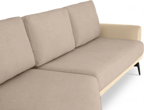 Диван Ispani угловой левый ОГОГО (арт.799380), (Ткань,Экокожа/Бежевый)