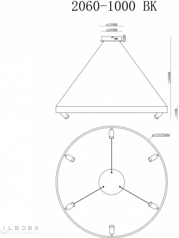 Подвесной светильник iLedex Vision 2060-D1000 BK