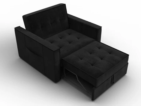 Кресло-кровать Лига-104 (80) (ЛДСП,Брус,Фанера,Велюр/Черный) Лига Диванов 134857