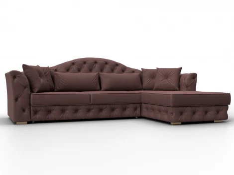 Диван угловой Артис правый угол (Брус,Рейка,Замша/Бордовый) Лига Диванов 128039