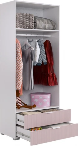 Зефир Шкаф двухдверный 108.01 Mebelson (ЛДСП,ПВХ,МДФ,Металл/Светлое дерево,Розовый) арт.UL.108-M.103.01.3095