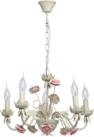 Подвесная люстра DeMarkt Букет 421015005 (220V, на цепи, подсвечник, свеча, цветы, листья, розы)