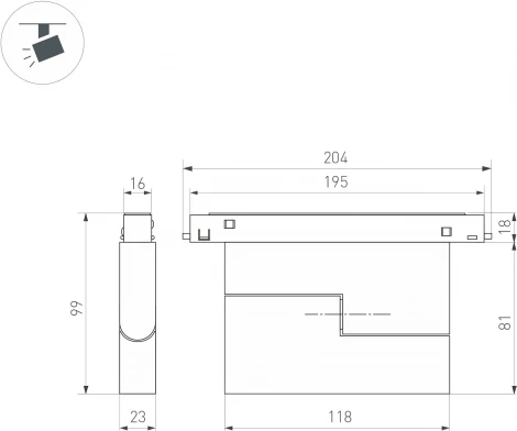 светильник магнитный MAG-ORIENT-DOTS-FOLD-S195-6W Warm3000 (BK, 30 deg, 48V, DALI) (Arlight, IP20 Металл) 041904