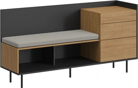 Комод со скамьей слева Look ОГОГО (арт.843400), (ЛДСП/Черный)