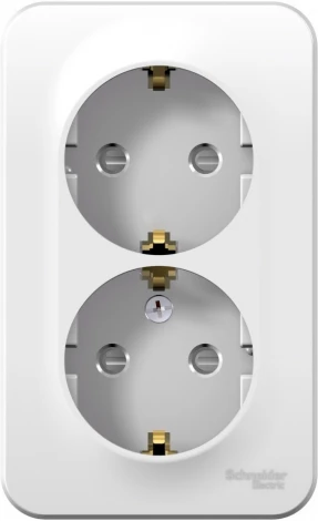 Розетка накладная двойная с заземлением и шторками (белый) Systeme Electric Blanca BLNRA011221