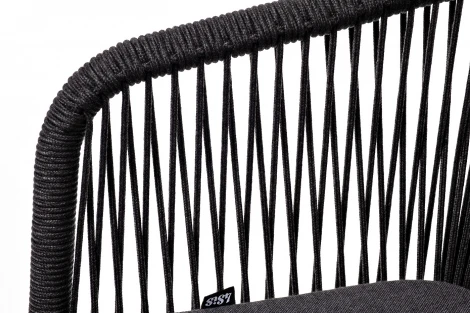 "Марсель" стул плетеный из роупа, каркас алюминий темно-серый (RAL7024) муар, роуп темно-серый круглый, ткань темно-серая 027 4SIS арт.УТ-00006986