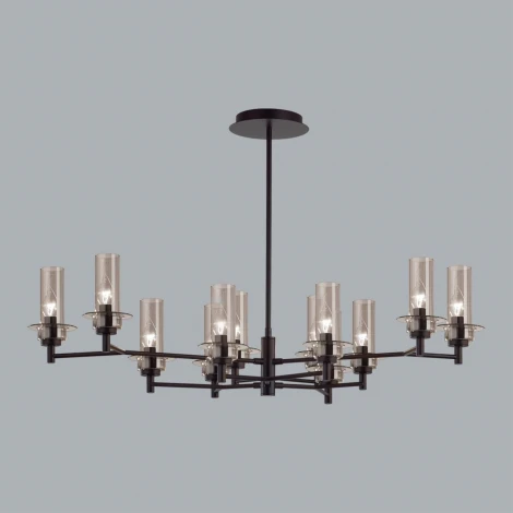 Потолочная люстра на штанге Lumion Madonna 6555/12C черный/дымчатый/металл/стекло E14 12*40W 220V