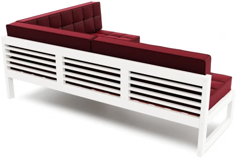 Диван Arsko угловой Сега У белая эмаль велюр бордовый