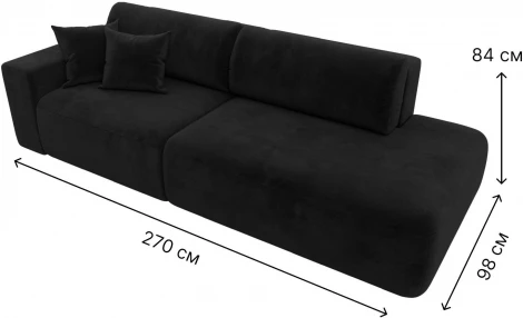 Диван прямой Лига-036 НПБ Модерн подлокотник слева (Черный/Велюр) Лига Диванов арт.121346L