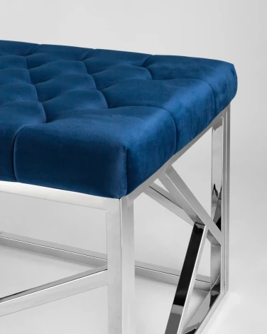 Банкетка-скамейка Stool Group АРТ ДЕКО велюр синий сталь серебро УТ000001880