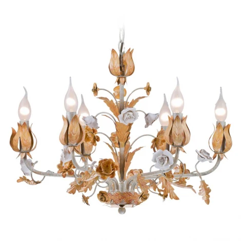 Подвесная люстра Arti Lampadari Contrada E 1.1.6 WO (220V, на цепи, подсвечник, свеча, листья)