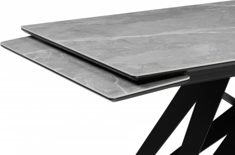 Керамический стол Notta Блэкберн 160(220)х89 серый мрамор larka grey / черный арт.612181