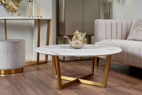 Стол журнальный Pearl White d100*40,6см Garda Decor арт.33FS-CT2029-BBS