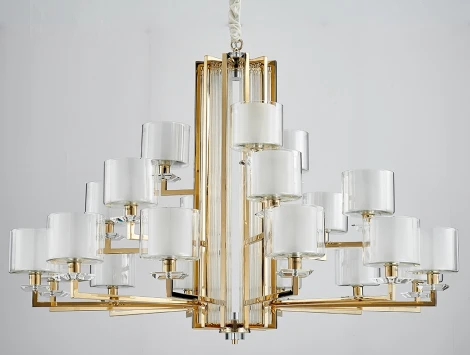 Подвесная большая люстра ярусная Newport 4400 4412+6+3/C gold (220V, на цепи)