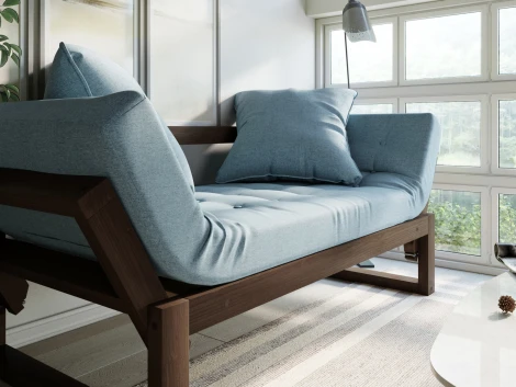 Кушетка Arsko Амбер орех голубая рогожка