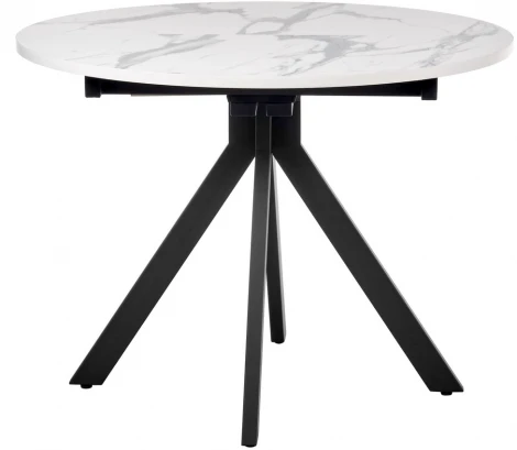 Стол Rudolf круглый раскладной 100-130x100x75см, белый мрамор, чёрный Bradex Home RF 0417