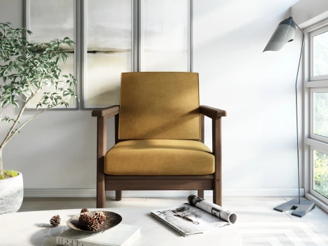 Кресло Arsko Лориан орех велюр горчичный