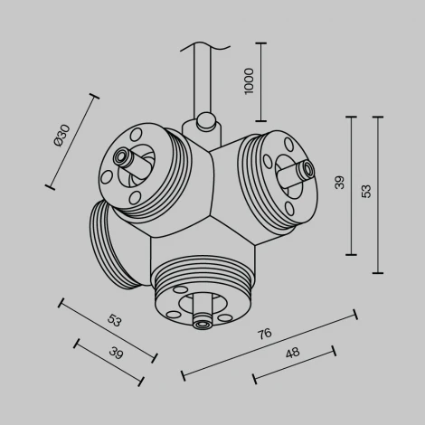 Х-образный вертикальный коннектор для системы Shelf с вводом питания Maytoni Accessories for system Shelf CA019L4C-P-B (24V)
