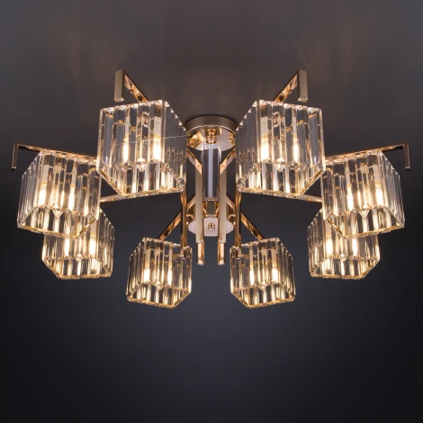 Потолочная люстра Eurosvet April 10126/8 золото/прозрачный хрусталь Strotskis Smart (10117/8)