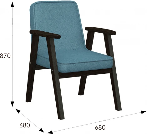 Кресло Ретро ткань голубой, каркас венге от фабрики Mebelik