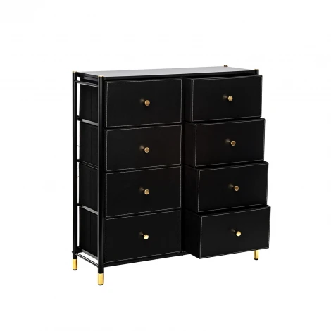 Комод Leset Нирита/Хайди, 8 ящиков, Черный (Сталь,Экокожа/Черный) арт.2500000209741