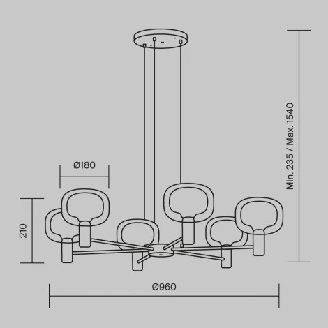Подвесной светильник Vision MOD411PL-06G Maytoni (220V, на проводе)