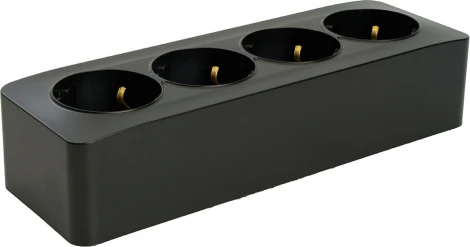 Розетка 4-х местная с заземлением (черный матовый) Stekker София 49506