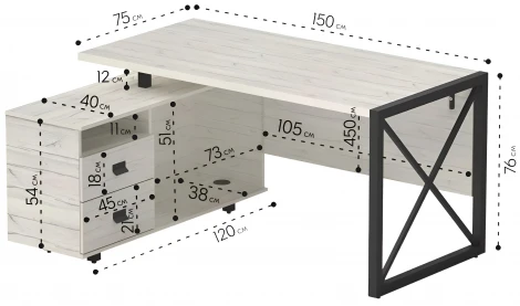 Стол рабочий универсальный Калифорния Хардвиг СР01 ЛДСП Юта 5079782303