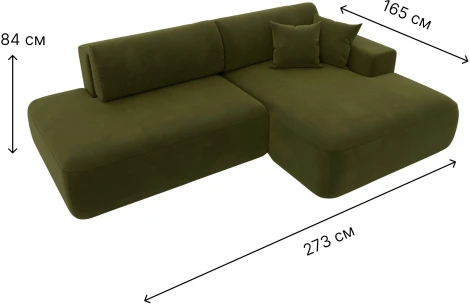 Диван угловой Лига-036 НПБ Модерн правый угол (Зеленый/Микровельвет) Лига Диванов арт.121402