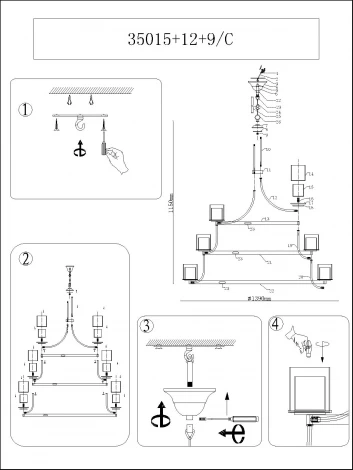 Подвесная большая люстра Newport 35000 35015+12+9/С (220V, на цепи)