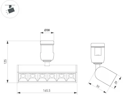 Светильник ART-APRIORI-LASER-TURN-L165-8W Warm3000 (GD, 48 deg, 48V) (Arlight, IP20 Металл) 039285