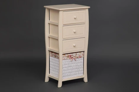 Тумба с корзиной и 3 ящиками Secret De Maison ARC 3 (mod. HX16-828 S ) butter white (слоновая кость) (дерево павловния, мдф)