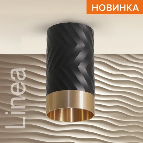 Точечный светильник накладной Wolta WSL-GU10/09BG под лампу GU10 Черный / Золотой LINEA