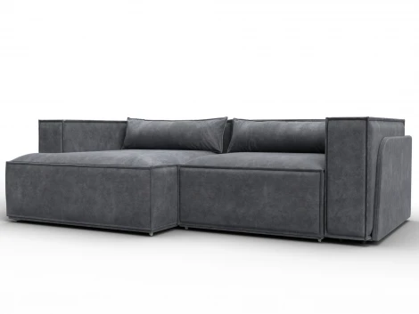 Диван угловой Лига-061 угол левый (ДСП,Брус,Фанера,Велюр/Темно-серый) Лига Диванов 131145L