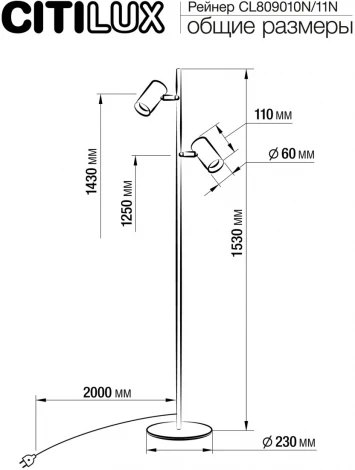 Торшер Citilux Twin CL809010N (LED, 220V, сенсорный выключатель)
