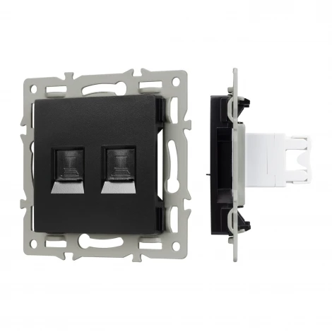 Механизм компьютерной розетки двойной SCT-MPC2-PL-BK (RJ-45, CAT6) (Arlight) 045337
