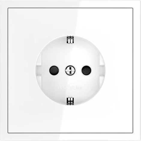 Розетка с заземлением и шторками (белый глянцевый) Voltum S70 VLS040201