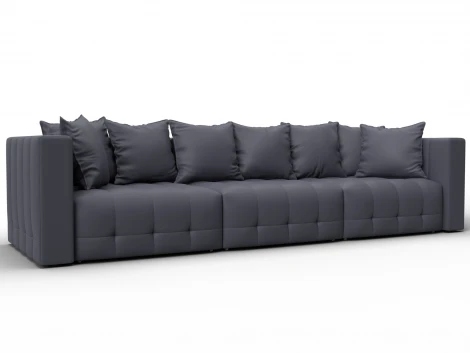 Диван прямой Лига-052 НПБ Лонг (ЛДСП,Брус,Фанера/Пластик/Экокожа/Серый) Лига Диванов 129909